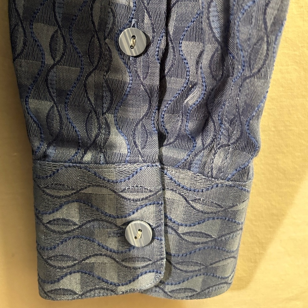 Jhane Barnes Frequency Geometric Pattern Blue Lon… - image 6